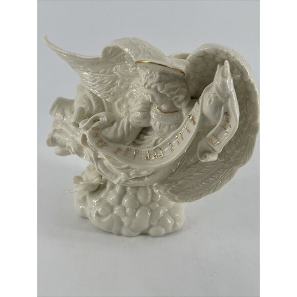 Candle Holder Porcelain Angel Ivory 6.85” T x 9” W x 3.6” D Palm Tree 2000 - Picture 10 of 11